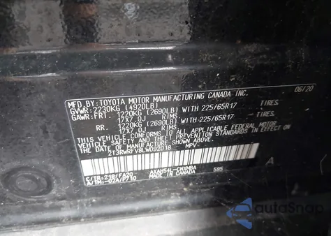 2020 Toyota Rav4 Xle from USA, damaged, VIN 2T3RWRFV8LW092018
